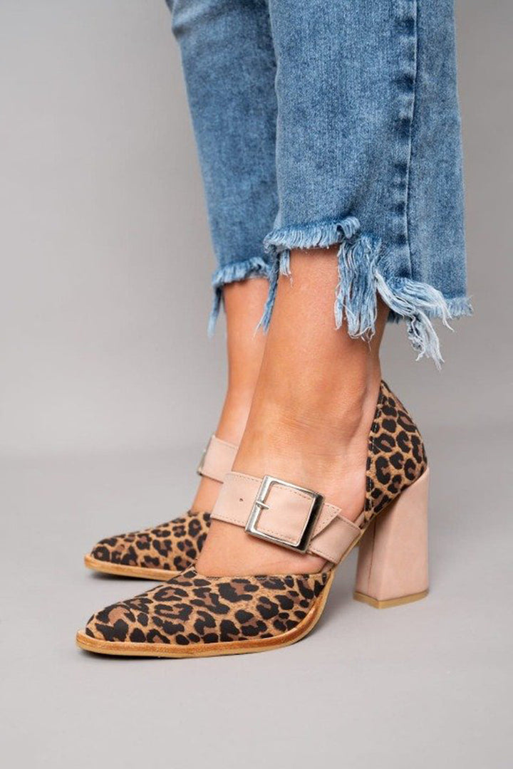 Selveta | Leopard Print Stable Heel Sandals