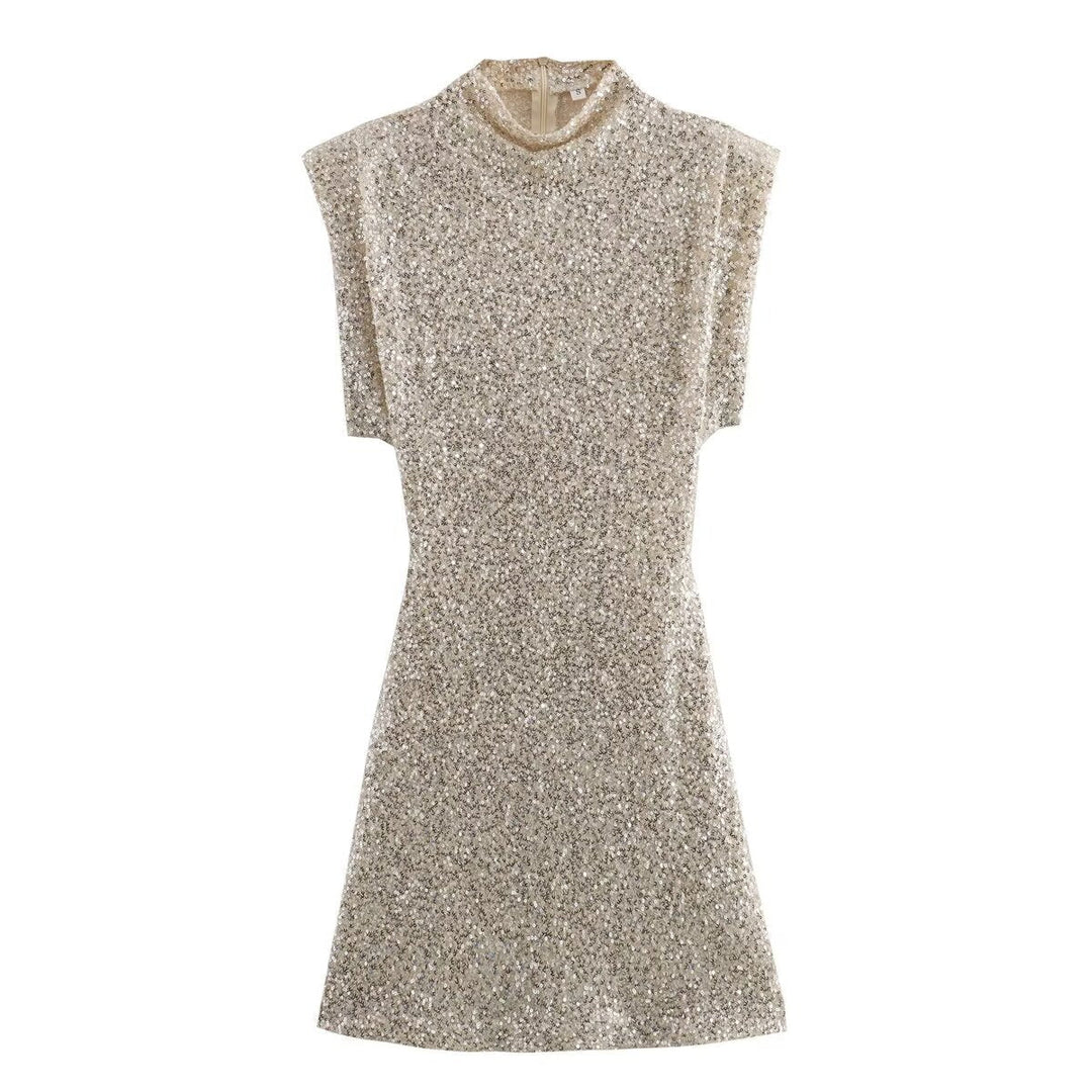 Halle - Sequin Slim Fit O-Neck Mini Dress